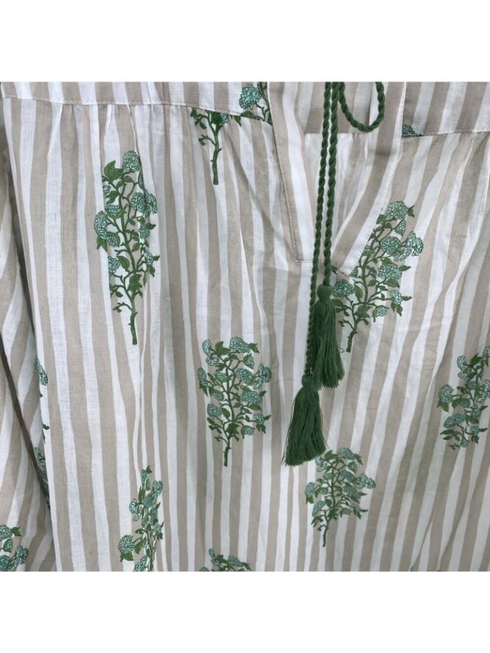 Tuckernuck Womens XS Cream Green Floral Stripes Coastal Tropical Tunic Dress - Picture 10 of 16